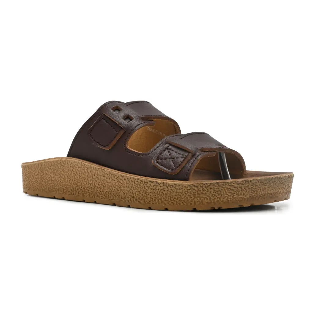 Trekiva Men’s Premium PU Double Buckle Sandals | Soft Contoured Footbed, Anti-Slip Textured Sole, | Comfortable for Daily Use | Flexible & Durable | TPG-3077