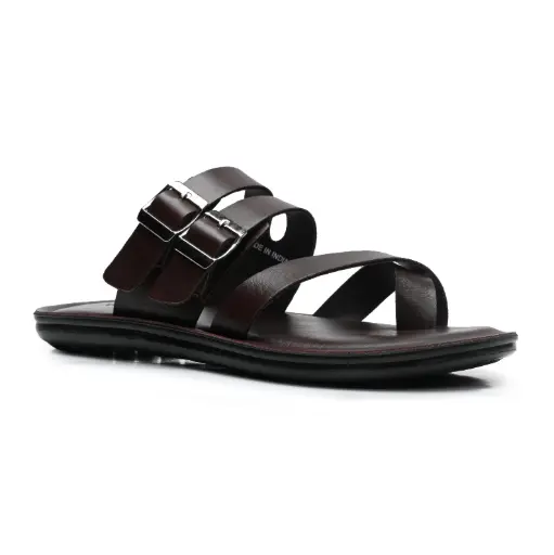 Trekiva Men’s Premium Cross-Strap Sandals | Dual Adjustable Buckles, Soft Cushioned Footbed & Durable Anti-Slip Sole | Comfortable for Daily Use | Flexible & Durable | TPG-3070
